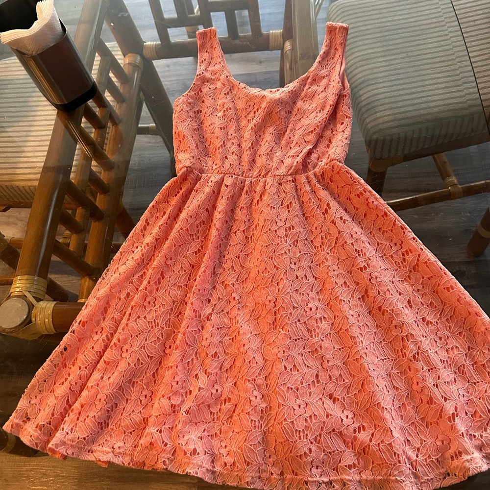 Calvin Klein Kids Dress in Coral Pink Lace